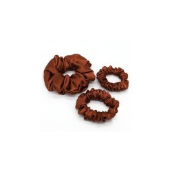 Scrunchie by Terrie – Handmade Saténová gumička na kučeravé vlasy tmavo - škoricová